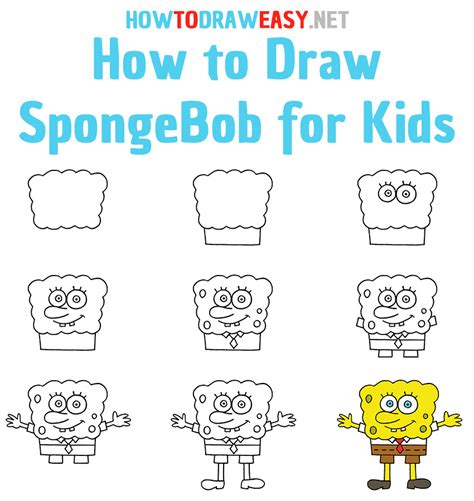 how to draw spongebob for kids.
